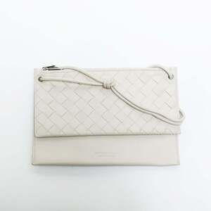BOTTEGA VENETA White Leather Intrecciato Shoulder Bag